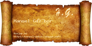 Hansel Gábor névjegykártya